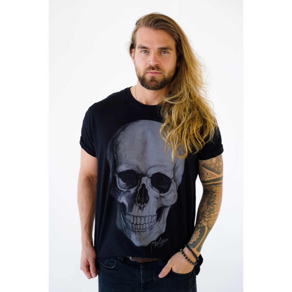 Cool Punk Biker T-Shirt for Men with Skull print grey, HALLOWEEN Size S-XXXXXL - 2.jpg