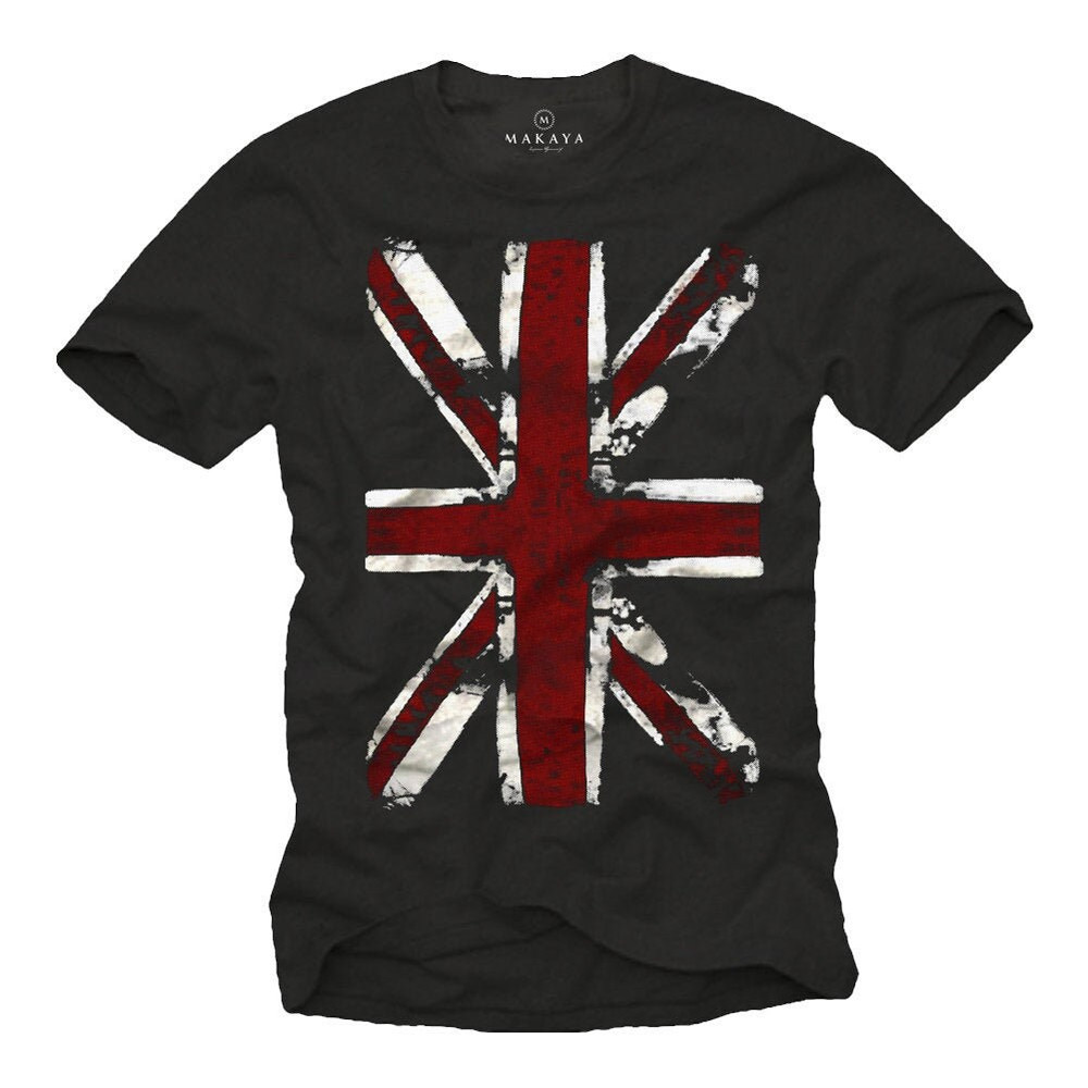 Cool Vintage T-Shirt for Men with redwhite England UNION JACK print, Black S-XXXXXL - 1.jpg