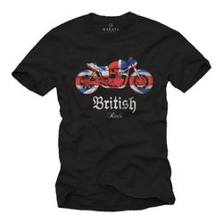 makaya mens biker t-shirt - union jack flag uk with motorcycle ride british black s-xxxxxl