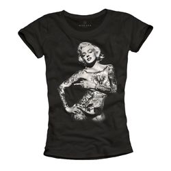 marylin tattoo womens tshirt print summer top black-white tee shirt art s-m-l