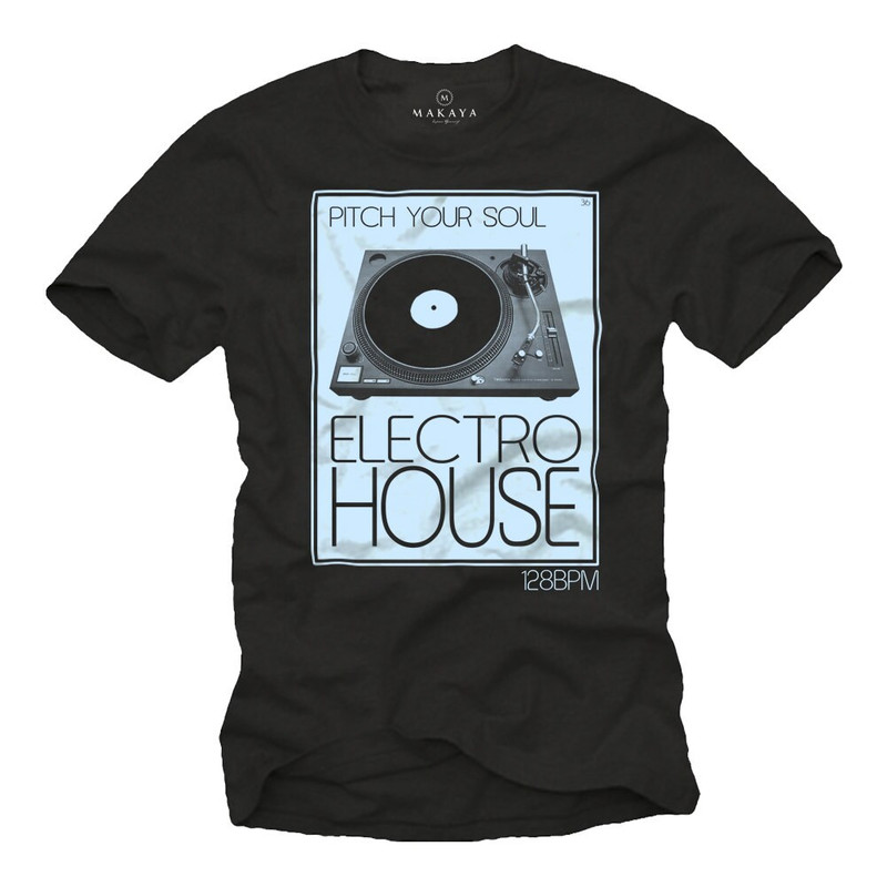 Mens Electro House Vinyl DJ T-Shirt black Techno Music Tee Shirt S-XXXXXL - 1.jpg