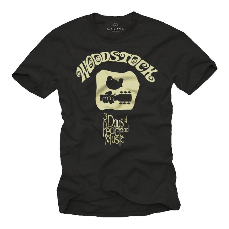 Mens Hippie Vintage T-Shirt black for Music Fans Woodstock S-XXXXXL - 1.jpg