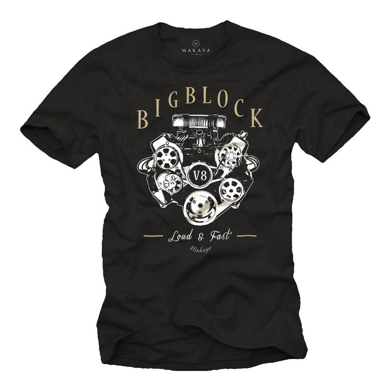 Rockabilly Men's T-Shirt Black - V8 Big Block Engine - US Muscle Car Tee Shirt S-XXXXXL - 1.jpg