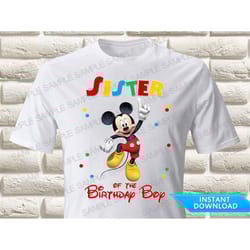 mickey mouse sister of the birthday boy iron on transfer, mickey mouse iron on transfer, mickey mouse birthday shirt iro