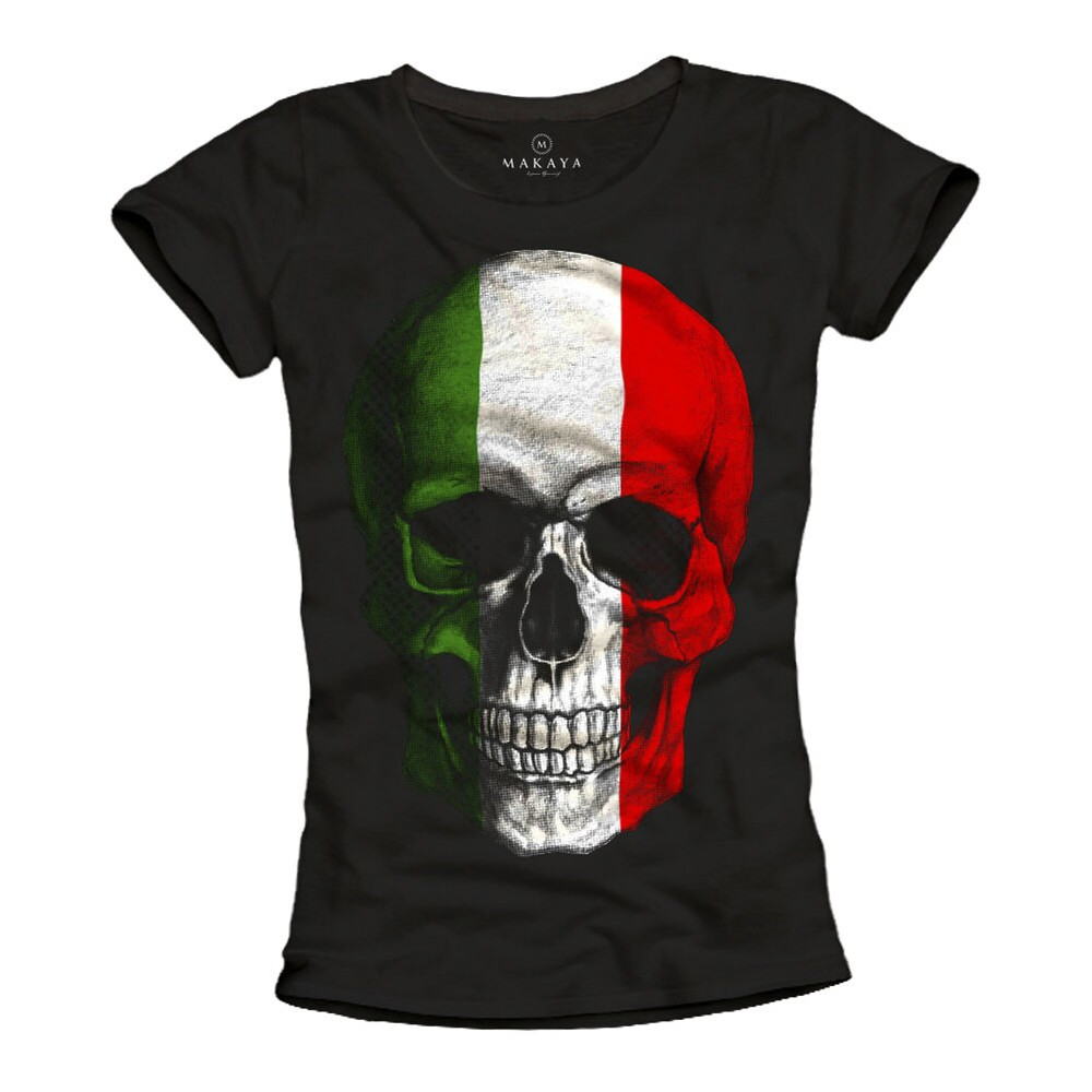 Womens Rock Shirt - Italian Flag Tshirt - Skull Top Gothic Tee SML - 1.jpg