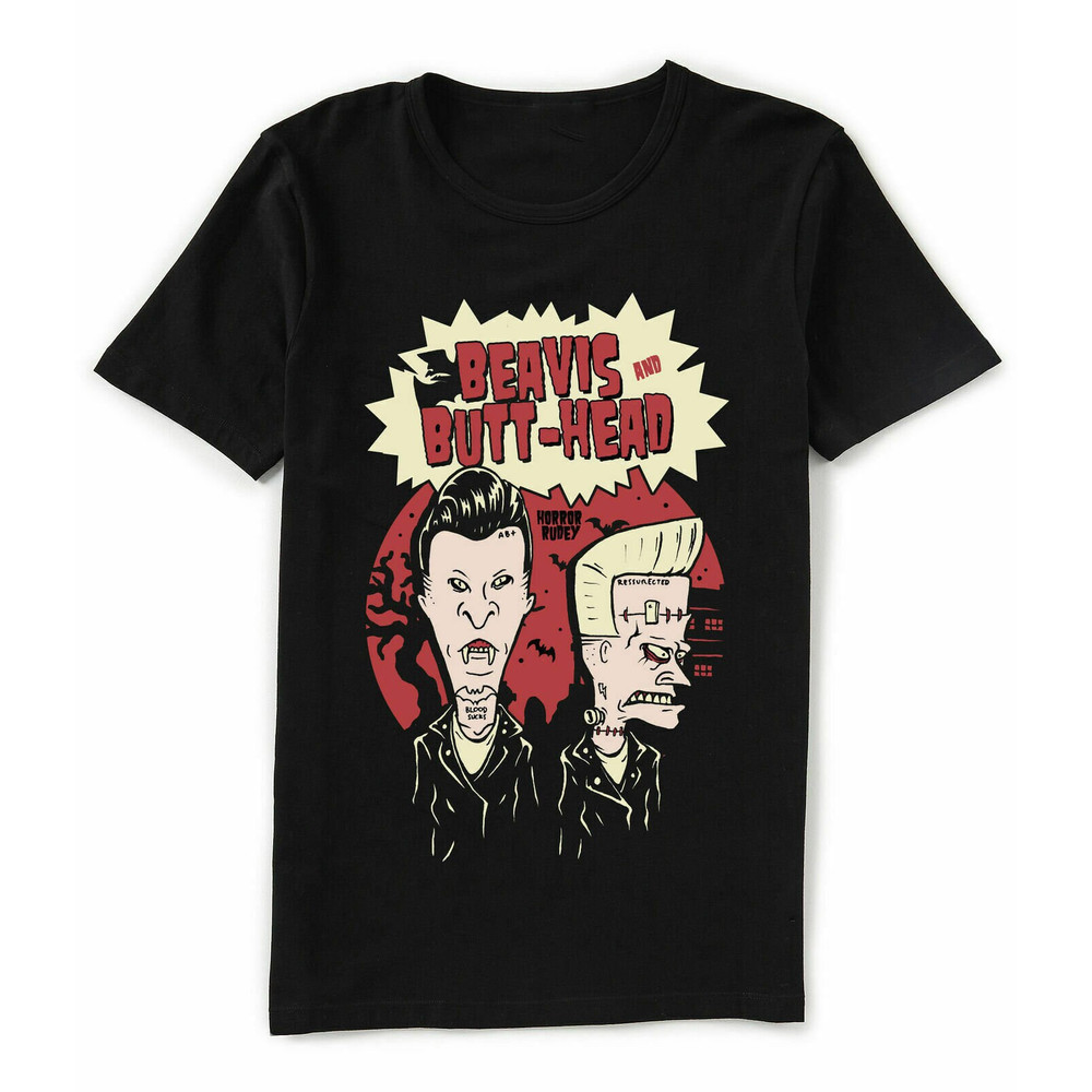 Beavis And Butthead Horror Rudey Vampire Frankenstein Men's Tshirt Size USA Unisex Heavy Cotton - 1.jpg