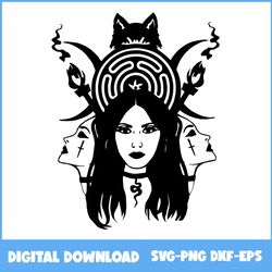 hecate triple goddess halloween svg, pumpkin svg, girl svg, happy halloween svg, halloween svg, png eps file