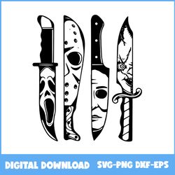 horror movie characters in knives svg, knife svg, horror svg, horror movie characters svg, halloween svg, eps dxf file
