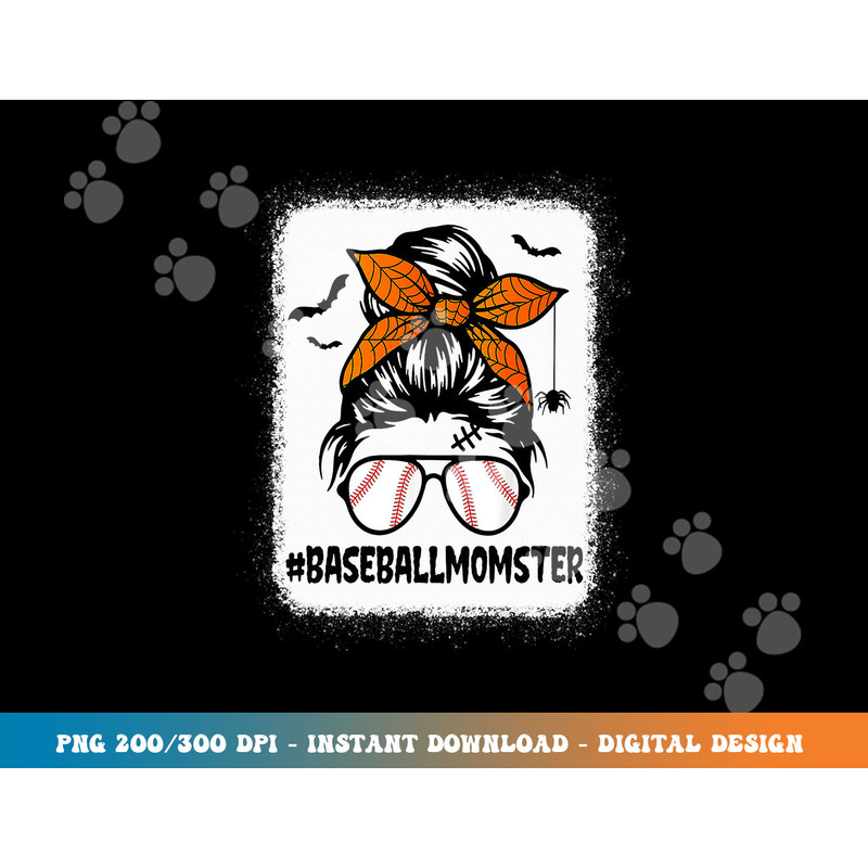 Baseball Momster Shirt For Women Halloween Mom Messy Bun png, sublimation copy.jpg