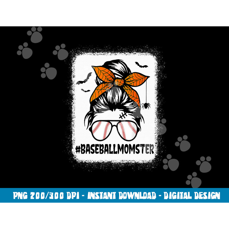Baseball Momster Shirt For Women Halloween Mom Messy Bun png, sublimation copy.jpg