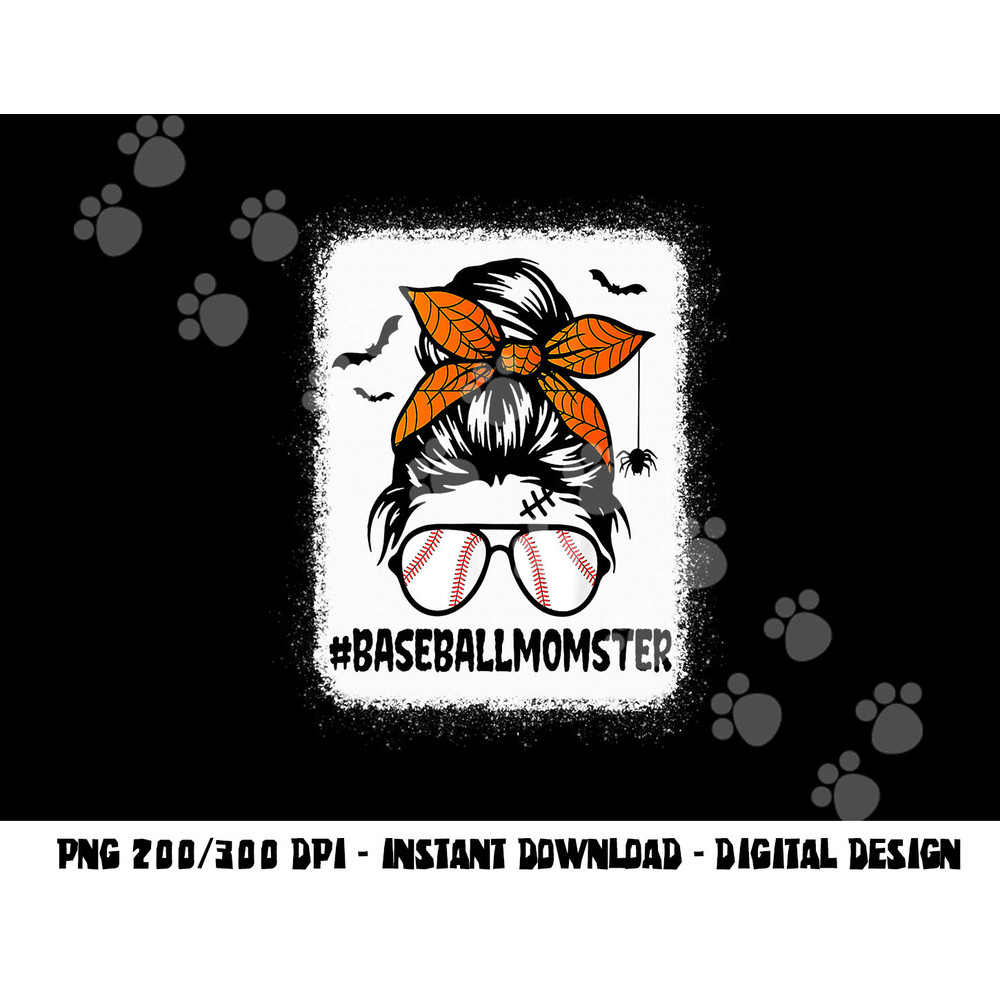 Baseball Momster Shirt For Women Halloween Mom Messy Bun png, sublimation copy.jpg
