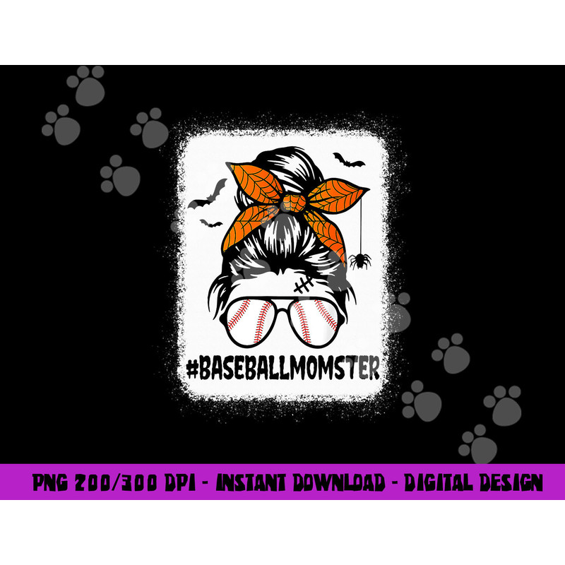 Baseball Momster Shirt For Women Halloween Mom Messy Bun png, sublimation copy.jpg