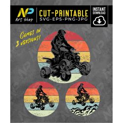 4 wheeler svg , 4 wheeler retro svg, atv svg, stickers, cricut, vector, atv clip art, quad riding svg, four wheeler deco