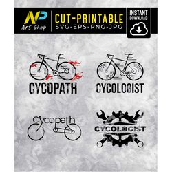 bundle cycologist svg, cycopath svg ,cycling svg, bike crankshaft bike gear cyclist svg bicycle gift for cyclist bicycli