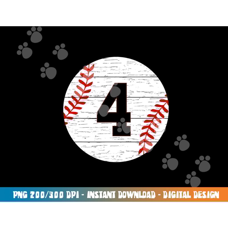 Baseball Number 4 Ball Vintage for Baseball Players Gift png, sublimation copy.jpg
