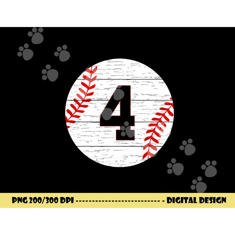 Baseball Number 4 Ball Vintage for Baseball Players Gift png, sublimation copy.jpg
