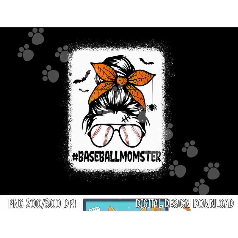 Baseball Momster Shirt For Women Halloween Mom Messy Bun png, sublimation copy.jpg