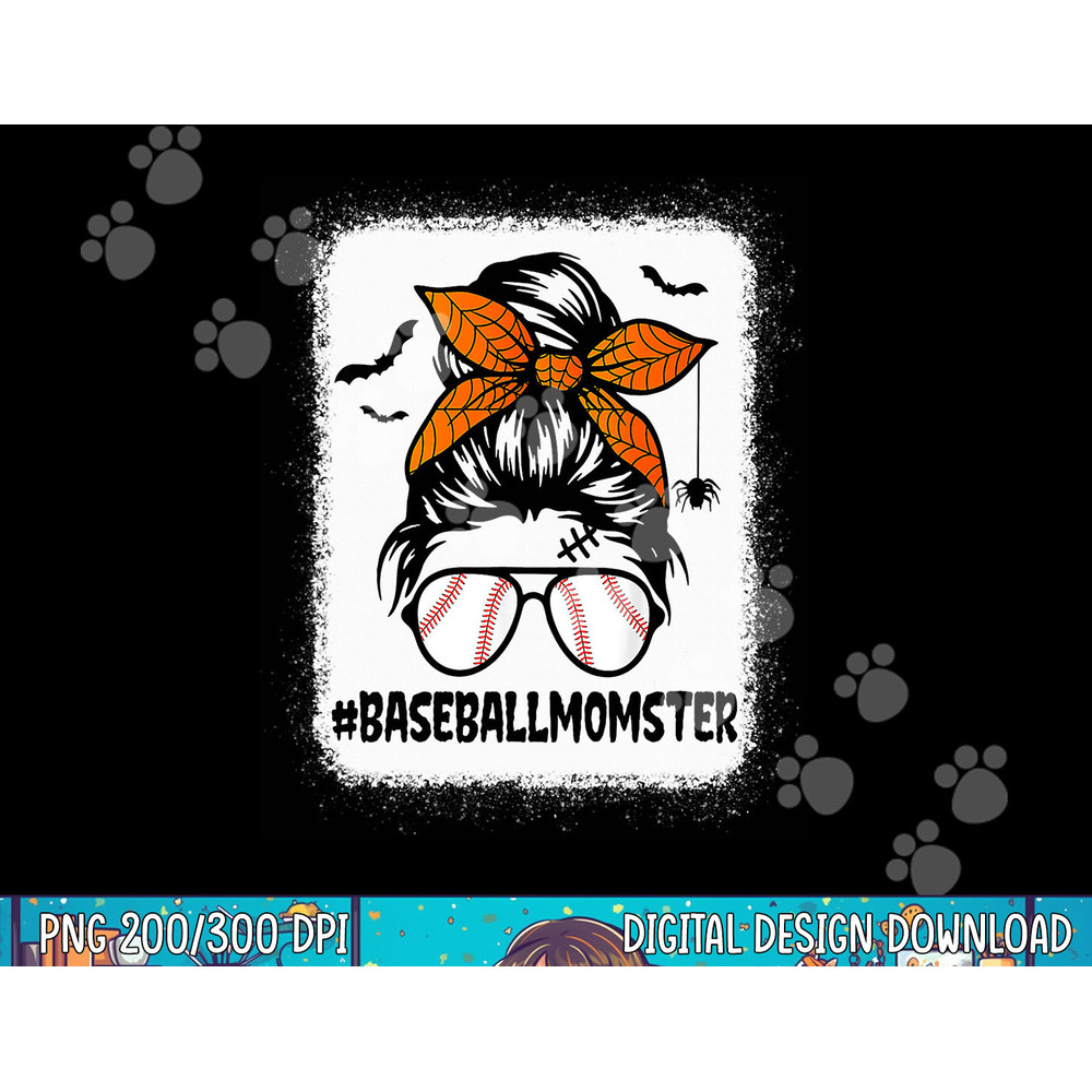 Baseball Momster Shirt For Women Halloween Mom Messy Bun png, sublimation copy.jpg