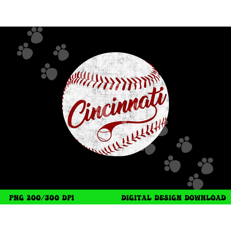 Baseball Cincinnati Vintage Ball Red Seam National Pastime png, sublimation copy.jpg