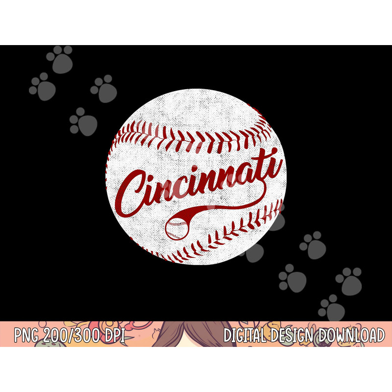 Baseball Cincinnati Vintage Ball Red Seam National Pastime png, sublimation copy.jpg