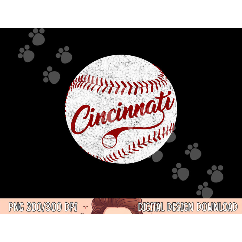 Baseball Cincinnati Vintage Ball Red Seam National Pastime png, sublimation copy.jpg