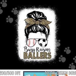 baseball soccer mom messy bun leopard busy raising ballers png, sublimation copy