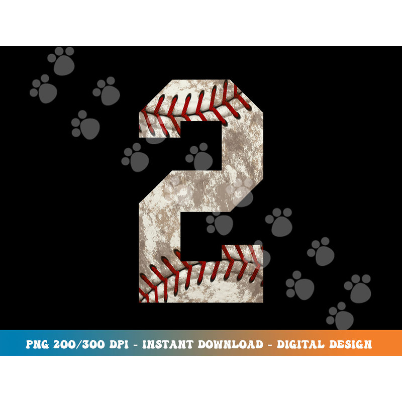 Baseball Team Player Jersey Number 2 Distressed Ball png, sublimation copy.jpg