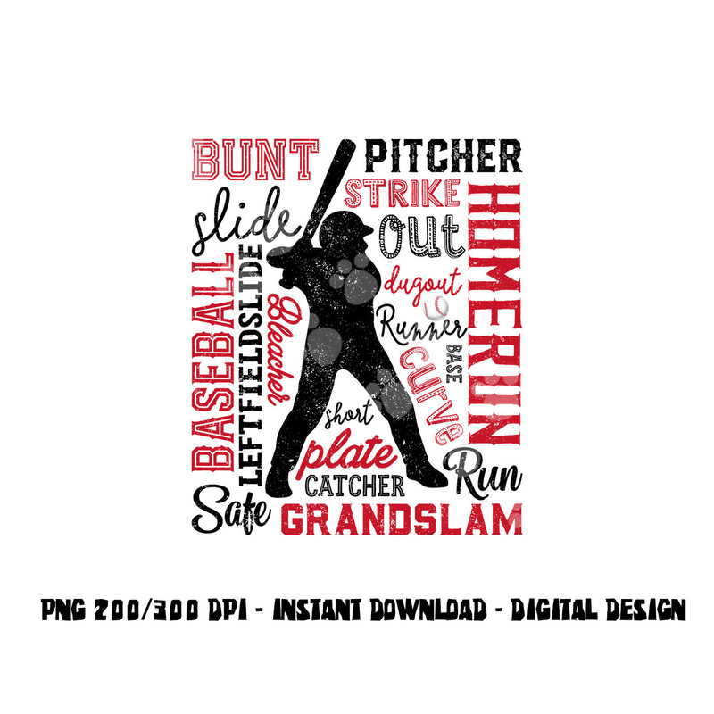 Baseball Typography Word Art Boys Men Vintage Player Batter png, sublimation copy.jpg