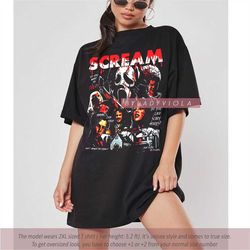 vintage scream movie 90s t shirt, scream halloween horror movie bootleg t shirt, scream fan gift unisex tee crewneck hoo