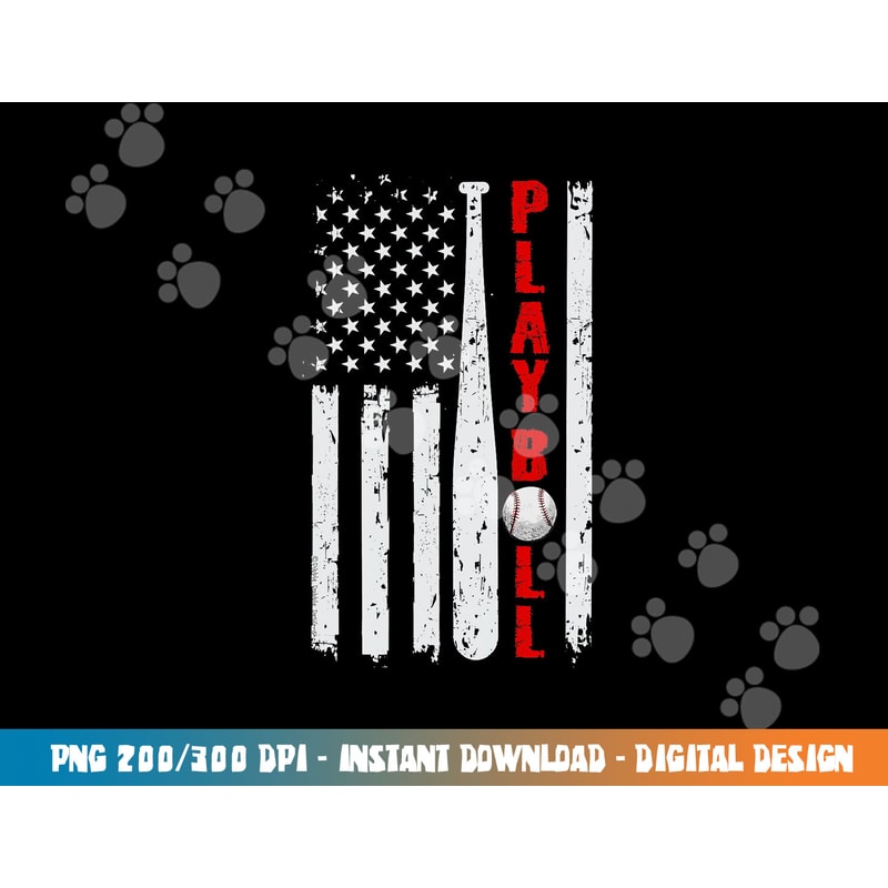 Baseball USA Flag Ball and Bat PLAY BALL Softball Baseball png, sublimation copy.jpg