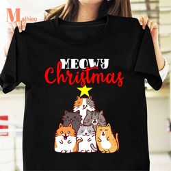 meowy christmas tree merry christmas vintage t-shirt, merry christmas shirt, christmas tree shirt, meowy christmas shirt