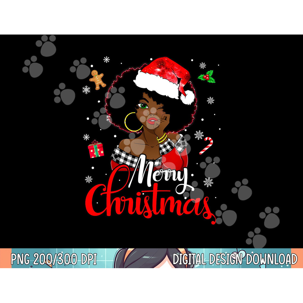 Black African Girl American Melanin Christmas Santa Hat Xmas png,sublimation copy.jpg