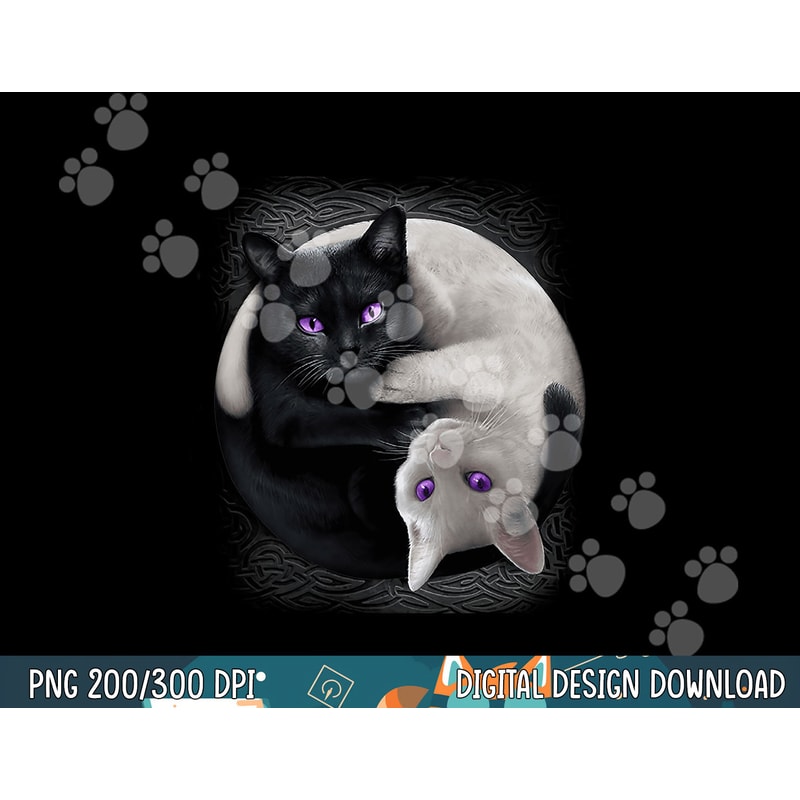 Black Cat and White Cat Yin and Yang Halloween for Men Women png, sublimation copy.jpg