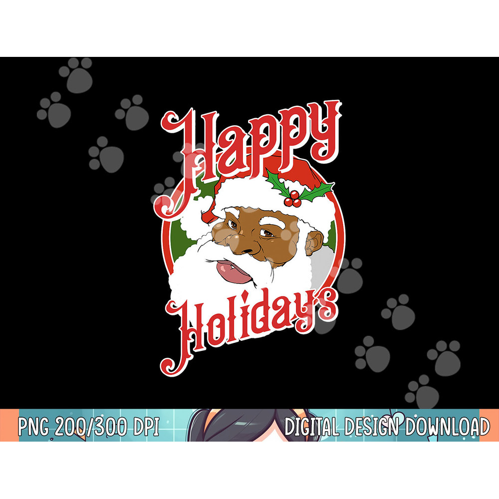 Black Happy Holidays African American Santa Claus,Short Sleeve png,sublimation copy.jpg