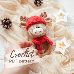 Moose in a Hat Baby Rattles Crochet Pattern - Newborn First Soft Toy Instruction PDF - Easy Tutorial for Beginners