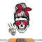 Boho Skeleton Peace Sign Messy Bun Bandana Halloween Apparel png, sublimation copy.jpg