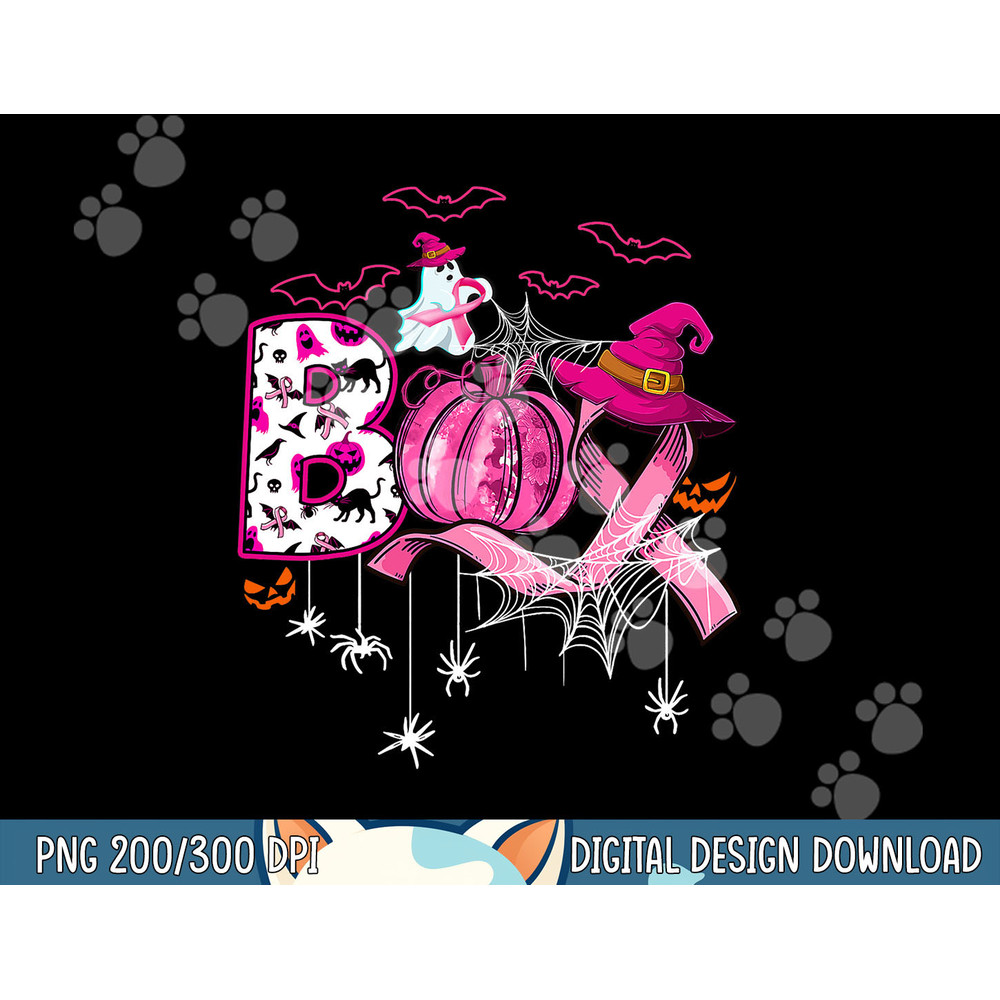 Boo Halloween Pumpkin Pink Ribbon Witch Breast Cancer png, sublimation copy.jpg