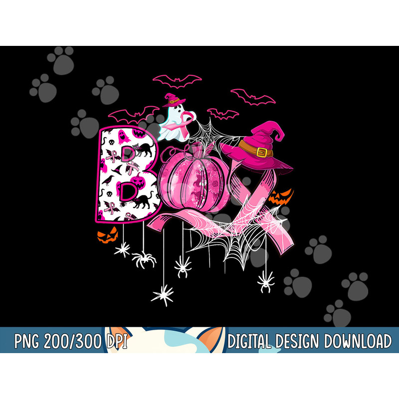 Boo Halloween Pumpkin Pink Ribbon Witch Breast Cancer png, sublimation copy.jpg