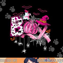 boo halloween pumpkin pink ribbon witch breast cancer png, sublimation copy