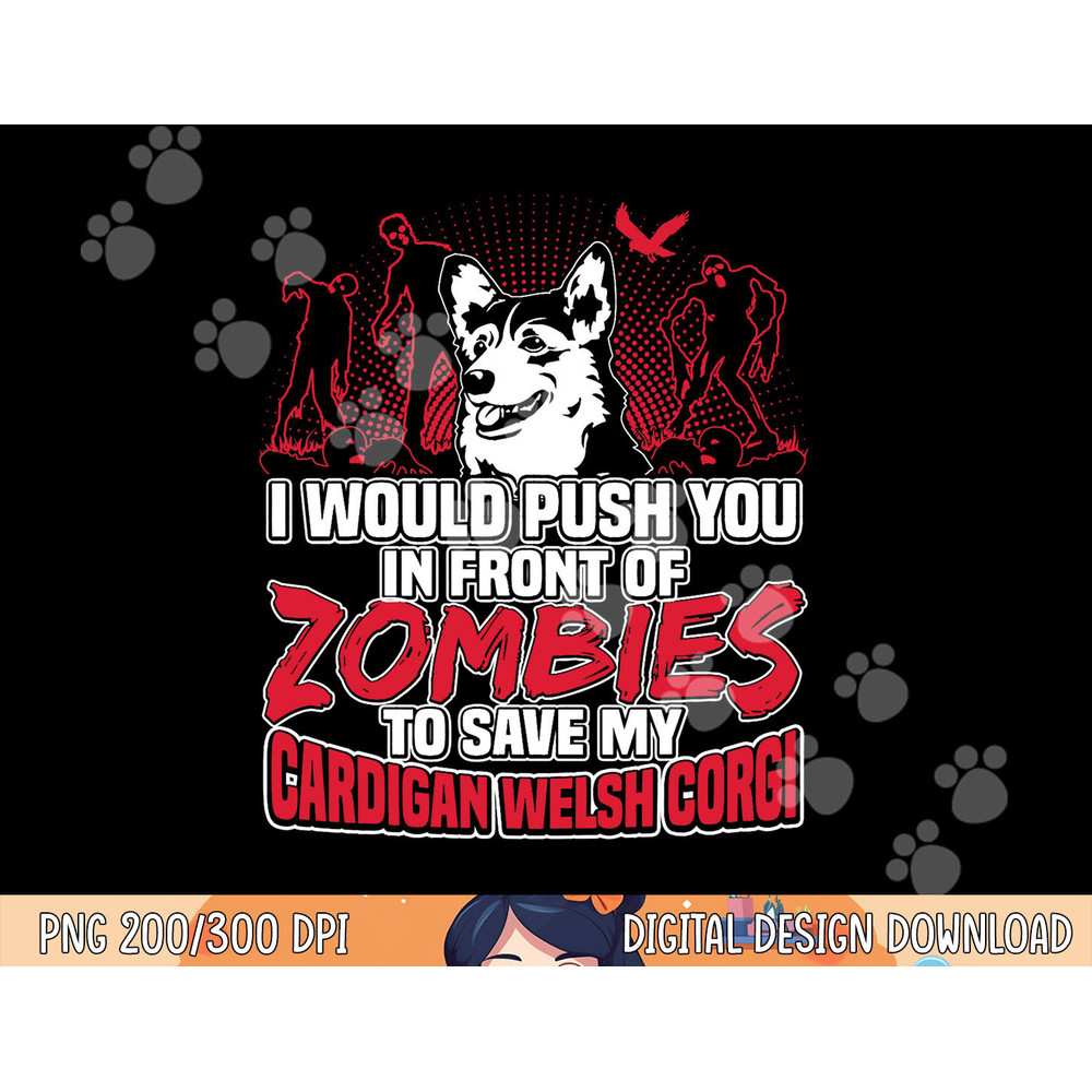 Cardigan Welsh Corgi and Zombies Halloween Gifts T Shirt copy.jpg