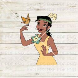 Tiana In Springtime With Bird The Princess And The Frog 009 Svg Dxf Eps Pdf Png, Cricut, Cutting file, Vector, Clipart