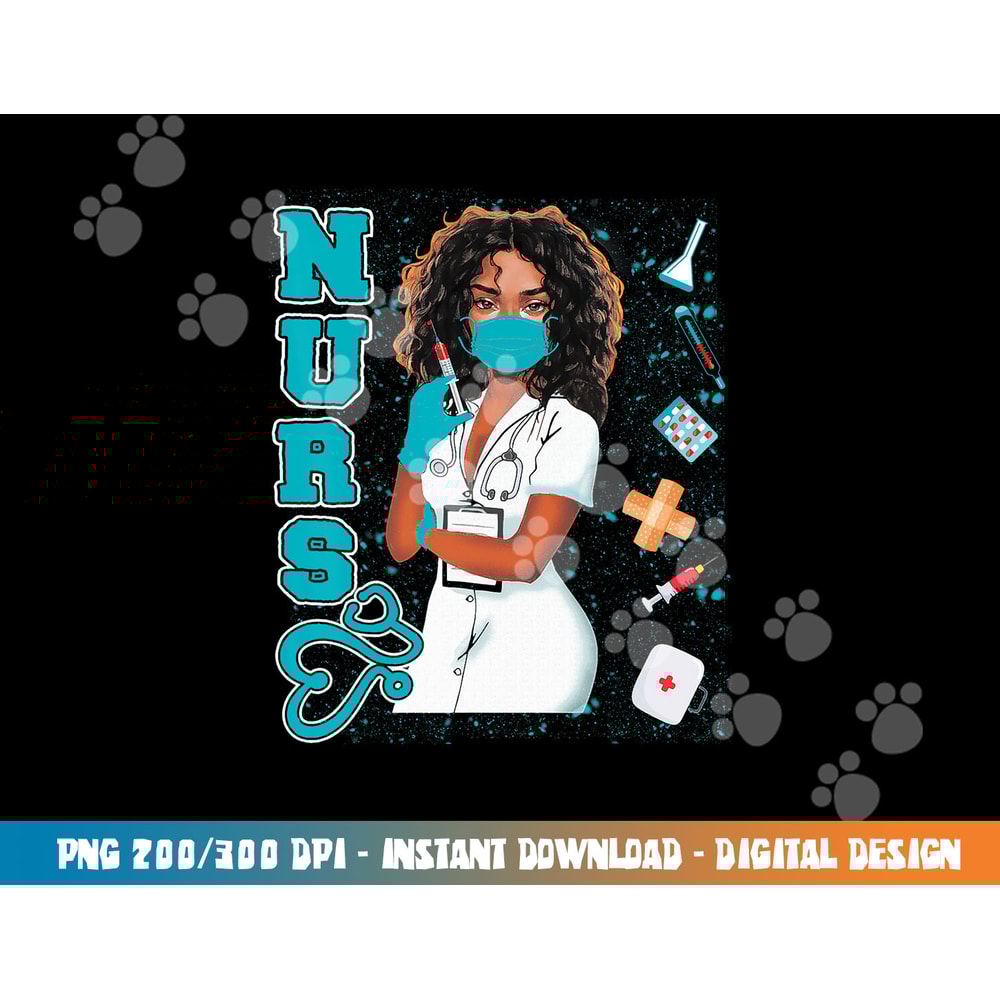 Black Nurse Uniform Face Mask Afro African Black History png, sublimation copy.jpg