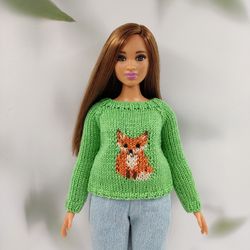 Barbie doll clothes curvy fox sweater