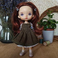 casual dress for a little beauty. for 9-10 inch dolls (monst xaiomi, holola, blythe medium, mzzm).  clothes for dolls