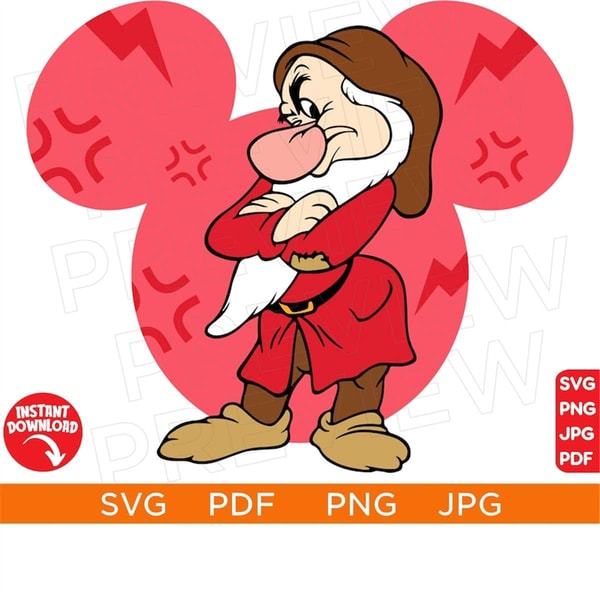 Grumpy happy face SVG, Snow White Seven Dwarfs SVG Grumpy Dw - Inspire ...