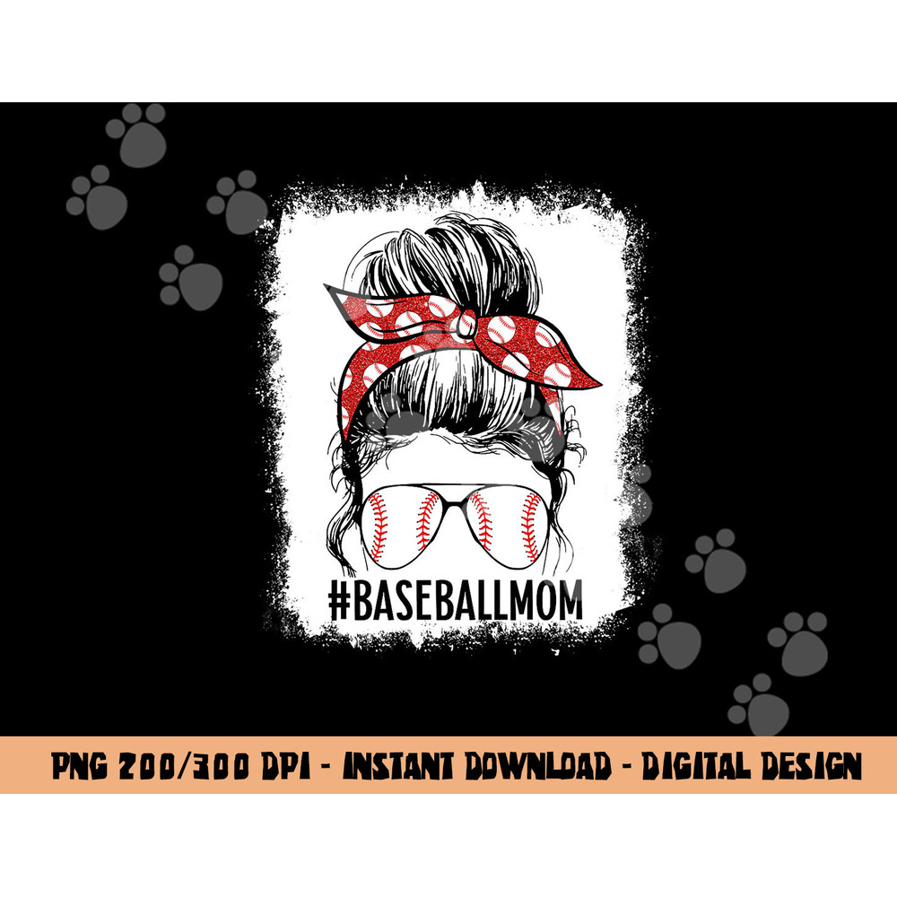 Bleached Baseball Mom Messy Bun Game Day Vibes Mother s Day png, sublimation copy.jpg