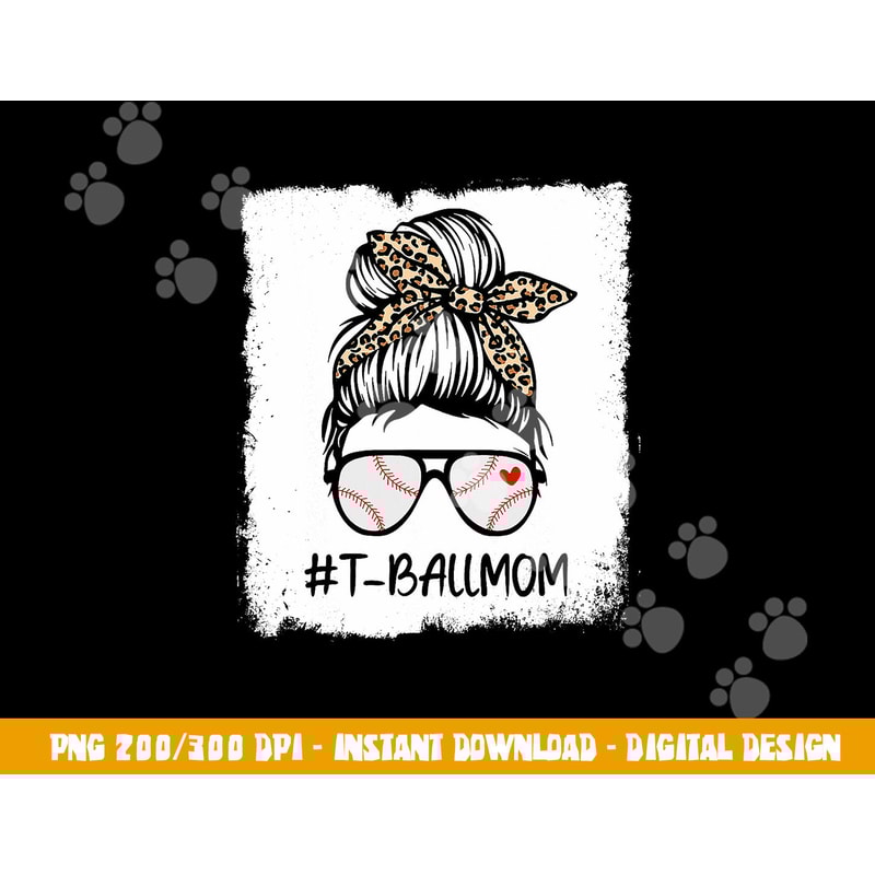 Bleached T Ball Baseball Mom Life Leopard Messy Bun Game Day png, sublimation copy.jpg