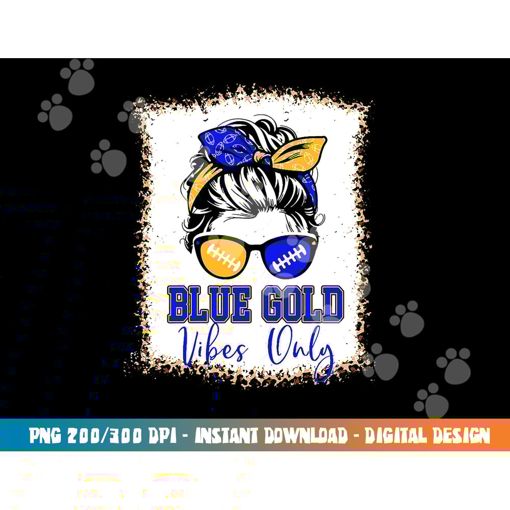 Blue Gold Vibes Only Football Shirt Women Leopard Football png, sublimation copy.jpg