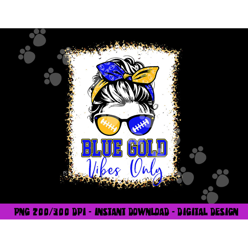 Blue Gold Vibes Only Football Shirt Women Leopard Football png, sublimation copy.jpg