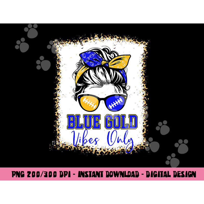 Blue Gold Vibes Only Football Shirt Women Leopard Football png, sublimation copy.jpg